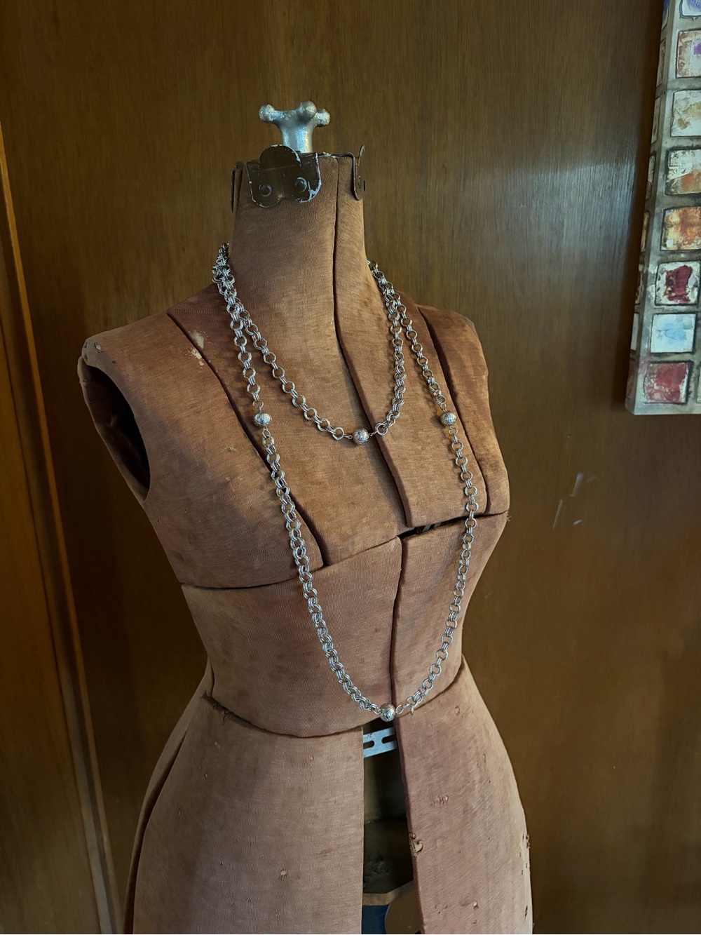 Silver Bead Link Long Necklace - Women Jewelry